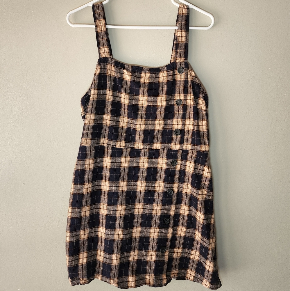 Wild Fable Yellow and Navy Blue Plaid Mini Dress
